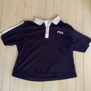 Navy blue collared t-shirt